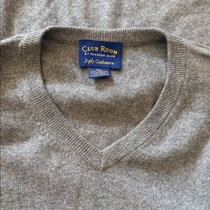 Charter Club Club Room Men's V-Neck Sweater in Gray 2 ply cashmere XXL